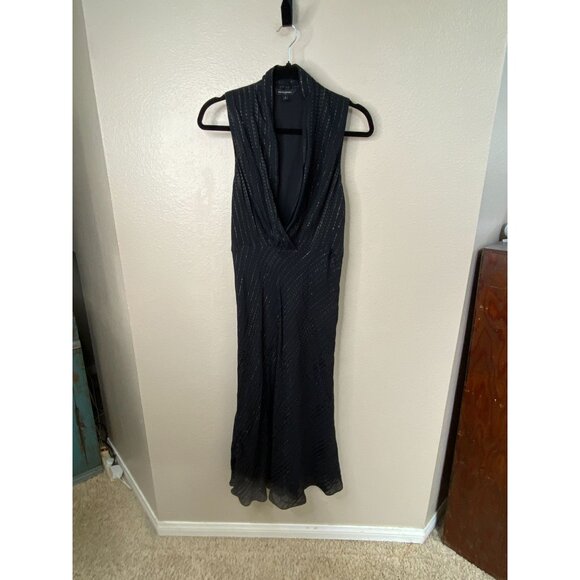Banana Republic Dresses & Skirts - Banana Republic Womens Sleeveless Black Dress 8 Striped Metallic  Rayon Blend